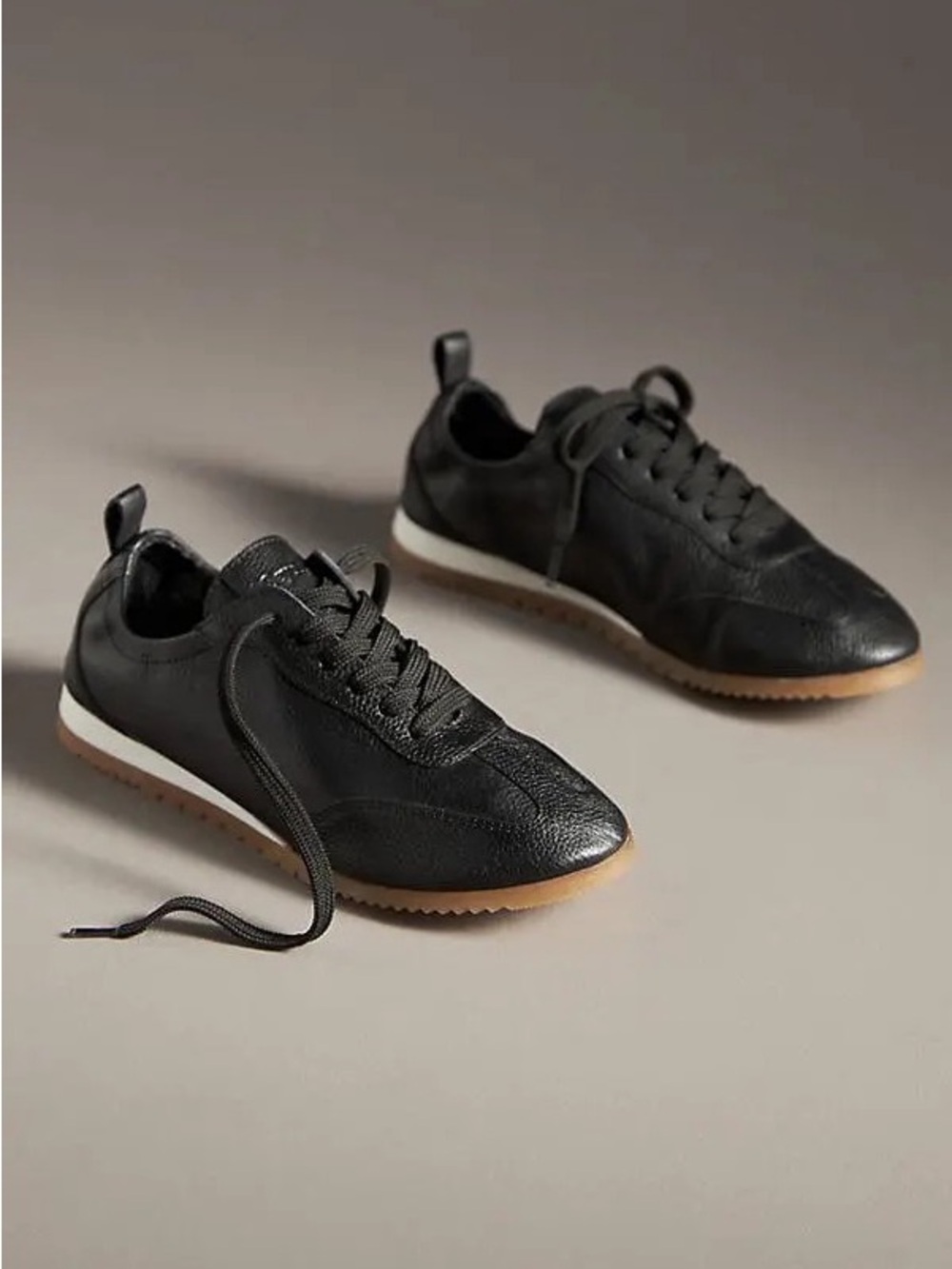 Black Leather Lace-Up Sneakers - Size 9